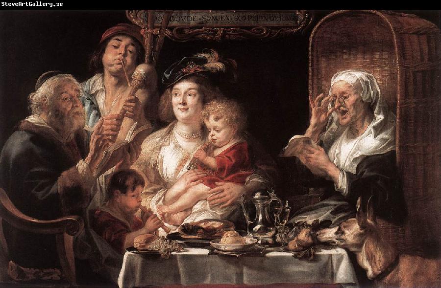 JORDAENS, Jacob As the Old Sang the Young Play Pipes dy